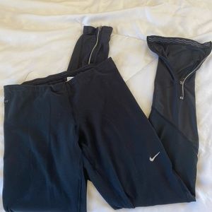 Nike dry fit leggings with bottom zip